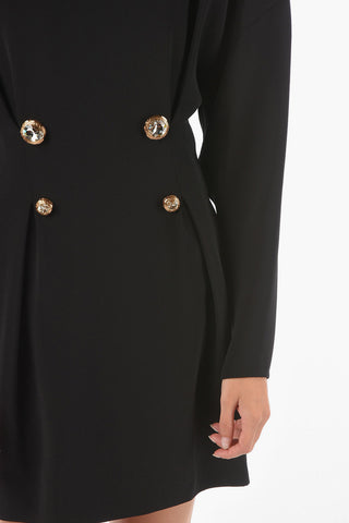 Long-sleeved Jewel Button Silk Sheath Dress