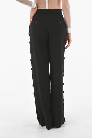 Pantaloni in Misto Lana con Spacchi Laterali Abbottonati
