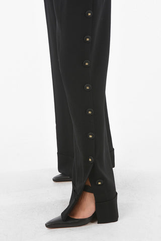 Pantaloni in Misto Lana con Spacchi Laterali Abbottonati
