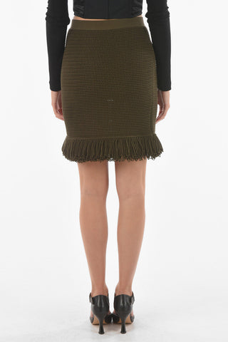 Fringed Knitted Pencli Skirt