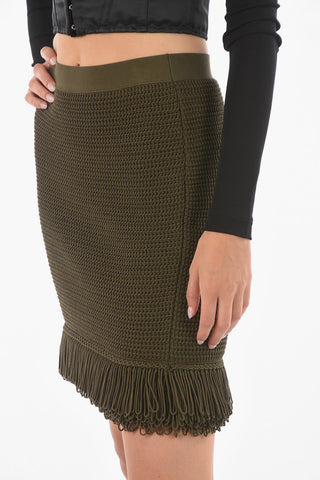 Fringed Knitted Pencli Skirt