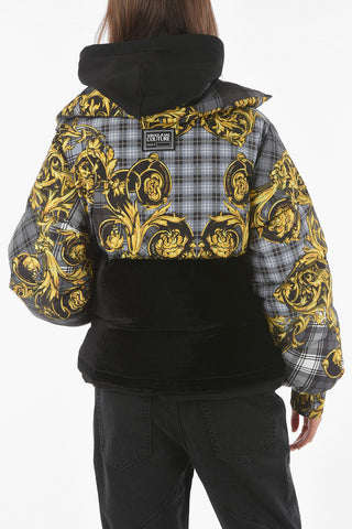 COUTURE Piumino con Motivo Greca e Inserti in Velluto