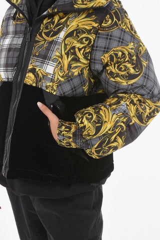 COUTURE Piumino con Motivo Greca e Inserti in Velluto