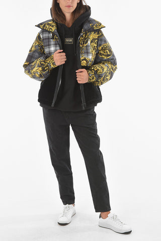 COUTURE Piumino con Motivo Greca e Inserti in Velluto