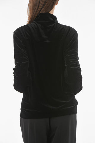 Mock Neck Front Zipped REINE Velvet Sweatshirt