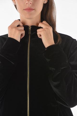 Mock Neck Front Zipped REINE Velvet Sweatshirt
