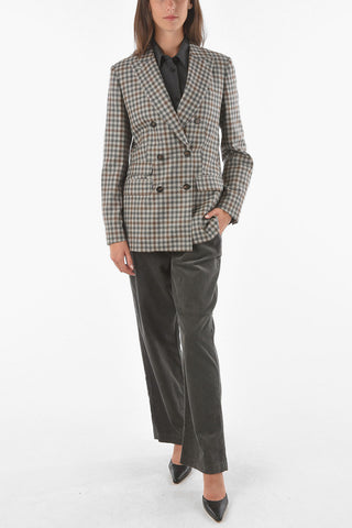 Blazer Sartoriale ARABBA Doppiopetto in Motivo Gingham con Revers a Lancia