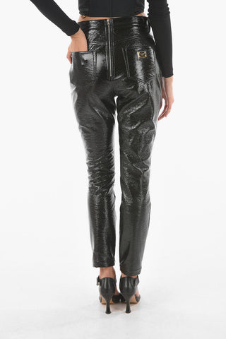 Lace-up Detail Eco-patent Leather Pants