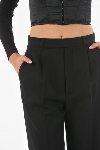 Single-pleated Virgin Wool Palazzo Pants