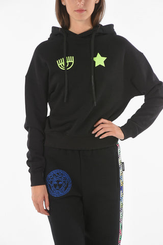Hooded EYESTAR FLUO Swetshirt with Embossed Print