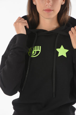 Hooded EYESTAR FLUO Swetshirt with Embossed Print