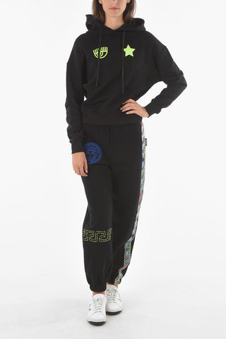 Hooded EYESTAR FLUO Swetshirt with Embossed Print