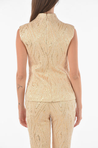 Turtleneck Lurex Top with Breast-pocket