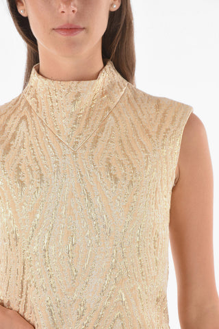 Turtleneck Lurex Top with Breast-pocket