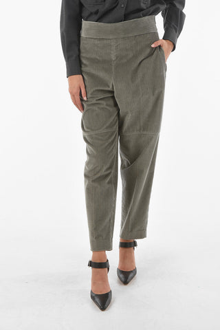 Ribbed Velour Baggy Pants with Side Zip