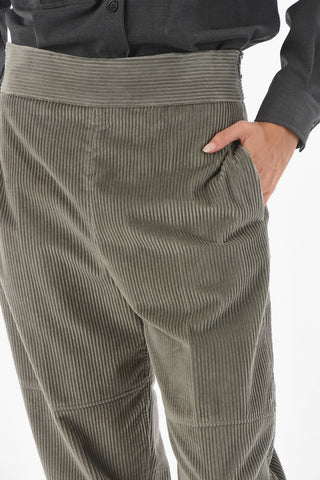Ribbed Velour Baggy Pants with Side Zip