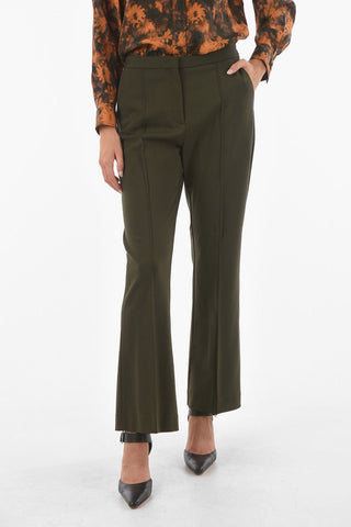 Front Pleated Stretch Fabric Bootcut Pants