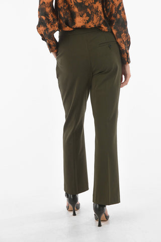 Front Pleated Stretch Fabric Bootcut Pants