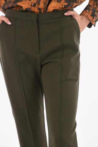 Front Pleated Stretch Fabric Bootcut Pants