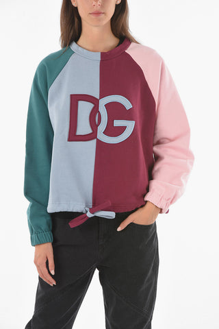 Crew Neck Drawstring Bottom Multicolor Sweatshirt