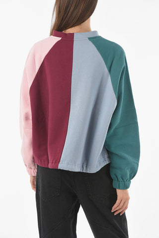 Crew Neck Drawstring Bottom Multicolor Sweatshirt