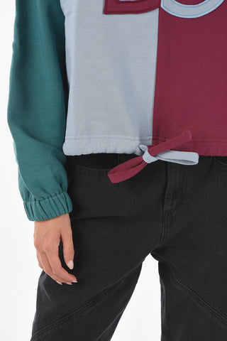 Crew Neck Drawstring Bottom Multicolor Sweatshirt