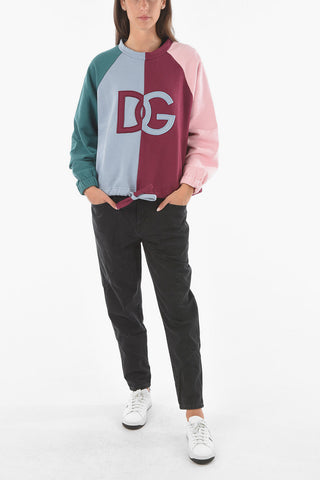 Crew Neck Drawstring Bottom Multicolor Sweatshirt