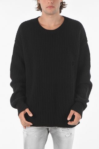 Ribbed Wool Destroyed Sweater