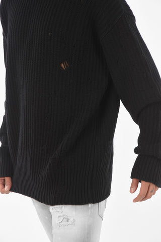 Ribbed Wool Destroyed Sweater
