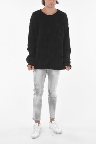 Ribbed Wool Destroyed Sweater