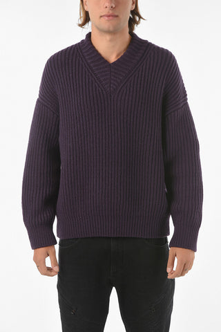 V Neck EGGPLANT Oversized Pullover