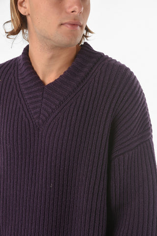V Neck EGGPLANT Oversized Pullover