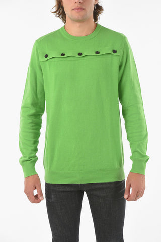 Crewneck Cashmere Sweater With Horizontal Butoons