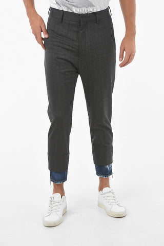 Pinstriped Pants LOS ANGELES FIT with Denim Ankle Application 13cm