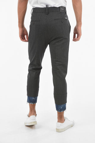 Pinstriped Pants LOS ANGELES FIT with Denim Ankle Application 13cm