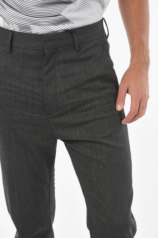 Pinstriped Pants LOS ANGELES FIT with Denim Ankle Application 13cm