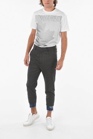 Pinstriped Pants LOS ANGELES FIT with Denim Ankle Application 13cm