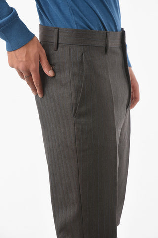Virgin Wool Herringbone Chino Pants