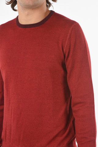 Crew Neck Contrasting Edge Virgin Wool Sweater