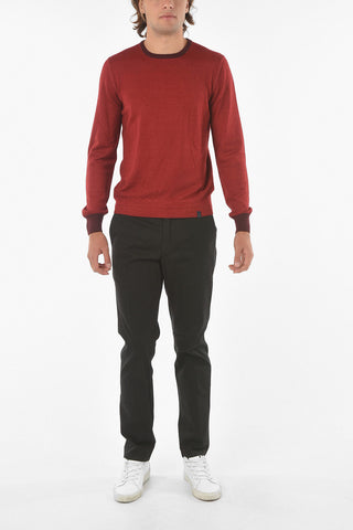 Crew Neck Contrasting Edge Virgin Wool Sweater