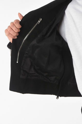 Suede Biker Jacket with Silver Details