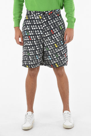 Padded Shorts With Digital Print