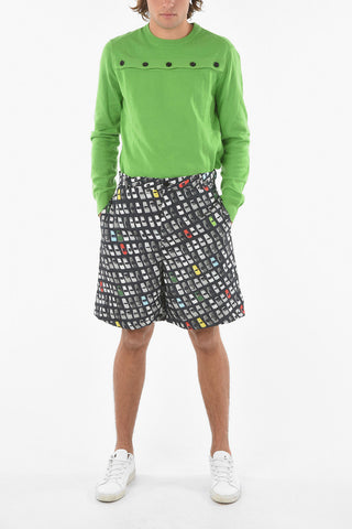 Padded Shorts With Digital Print