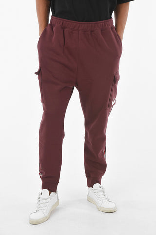 Joggers Cargo In Cotone Garzato Con Banda Laterale Logata