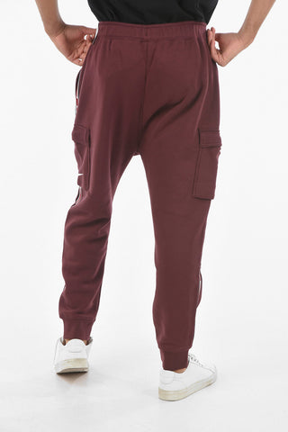 Joggers Cargo In Cotone Garzato Con Banda Laterale Logata