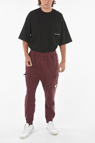 Joggers Cargo In Cotone Garzato Con Banda Laterale Logata