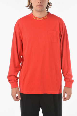 Breast Pocket Long Sleeve ACADEMY CREST Crew-neck T-shirt