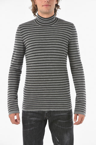 Pullover Collo Alto Stampato A Righe