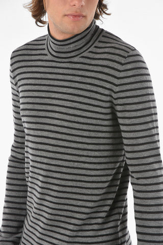 Pullover Collo Alto Stampato A Righe