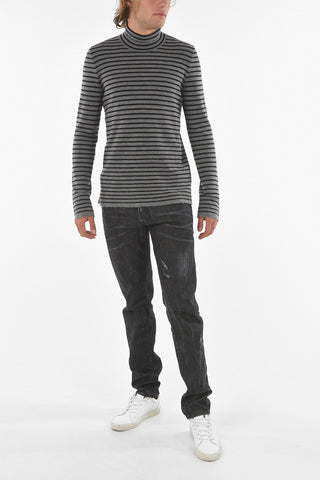 Pullover Collo Alto Stampato A Righe